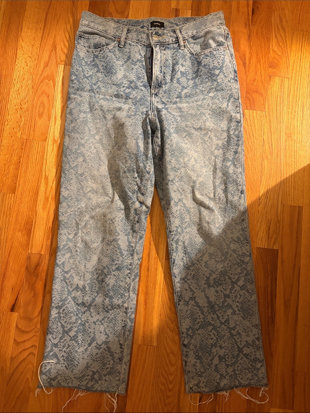 Express Blue Snake-Print Denim Jeans size 8S